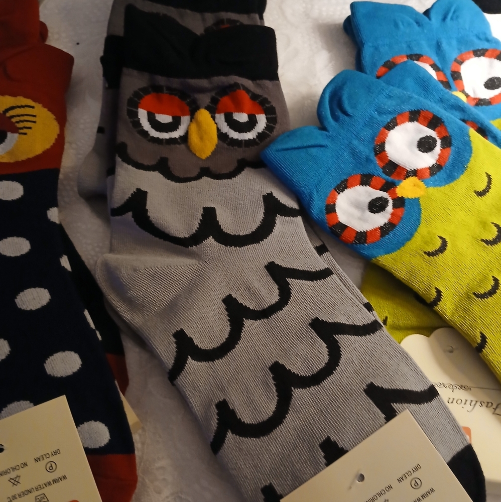 Colorful Owl Socks Sets Bundle (woman's ) 6 Pairs Of Size 5-8 Socks NWT